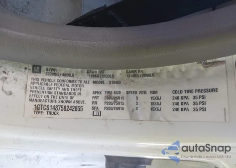 2005 GMC Canyon Fleet z USA, uszkodzony, nr VIN 1GTCS148758242855